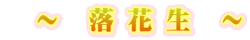 〜 落 花 生 〜
